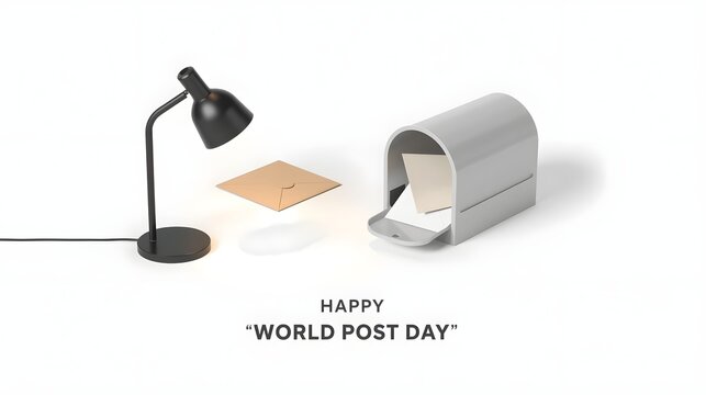 World post day concept with vintage letters, stamps, and a mailbox