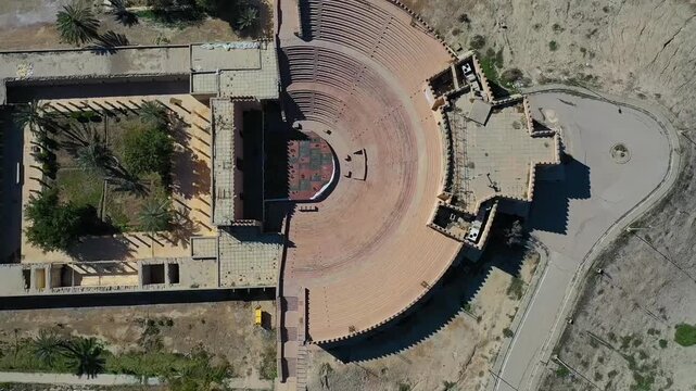 Drone flyover of the ancient Greek theater of Babylon, Iraq