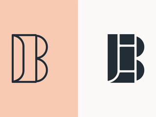 Modern letter B logo design template in linear and solid geometric styles © nurjahan12