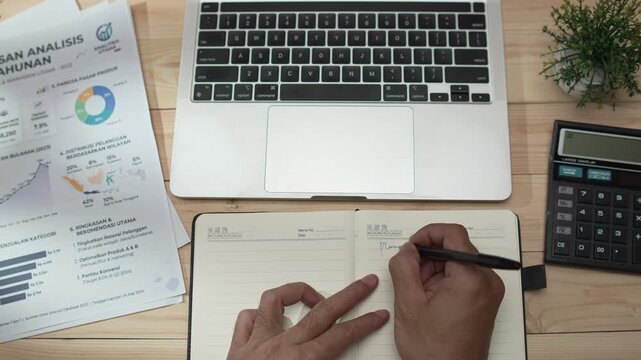To do list concept with notebooks, pen, laptop, calculator, charts, and stationery on a desk, showcasing productivity, task planning, business organization, and office workspace.
