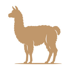 Obraz premium Simple brown llama animal illustration standing in profile view Vector