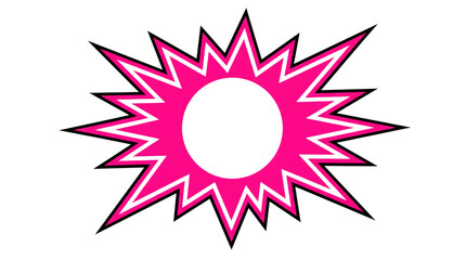 Pink and silver starburst shape with central isolated on png transparent background © Sarkar
