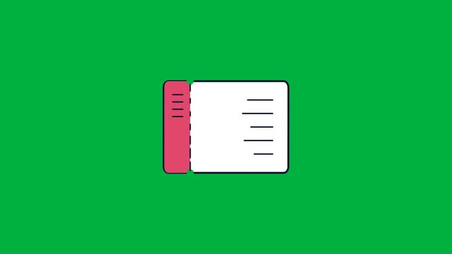 Cartoon Book Opening and Turning Pages on Green