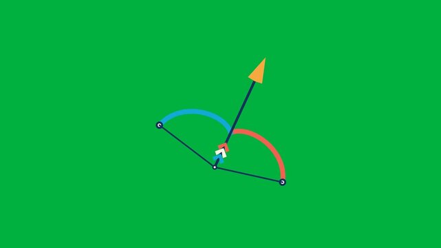 Animated Compass Drawing Angle Arcs on Green