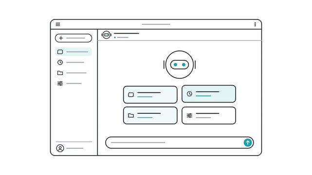 Animated Chatbot Screen with Menu Cards and Input Bar