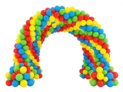 Colorful balloon arch isolated on transparent background
