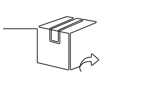 Package delivery animation continuous one line drawing, box package icon delivery line gift storage cardboard doodle continuous container. a simple shipping package delivery box. 4k video