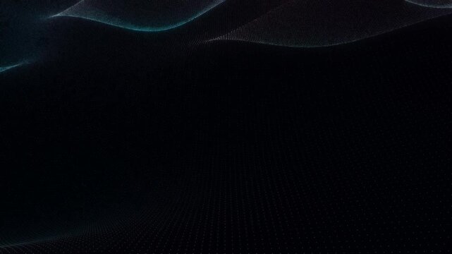 Premium 4K 3D animation of a breathtaking neon plasma wave. Glowing particles undulate seamlessly like digital silk or an ocean of data. Rendered with custom cinematic shaders and depth.