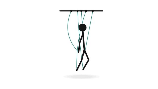 Black Stick Figure Marionette on Teal Strings