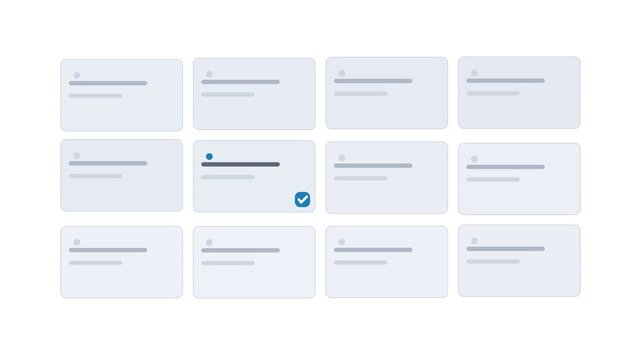 Animated Placeholder Card Grid with Checkbox Selection