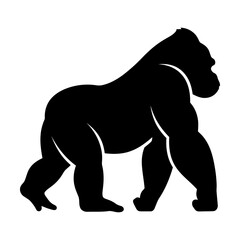 Black silhouette of a gorilla walking isolated icon Vector © alien AZ