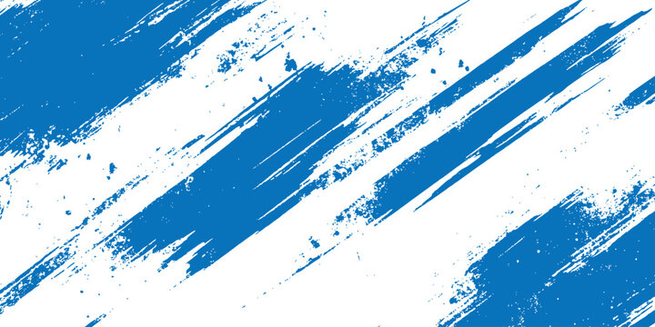 Abstract blue diagonal grunge brush stroke texture background with vibrant messy paint smear vector illustration.