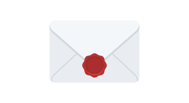Sealed envelope with red wax seal rests on a white background