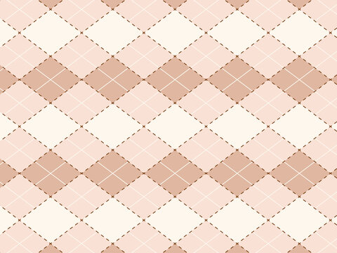 Seamless beige and peach argyle pattern background