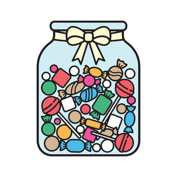 Vector glass jar filled candies