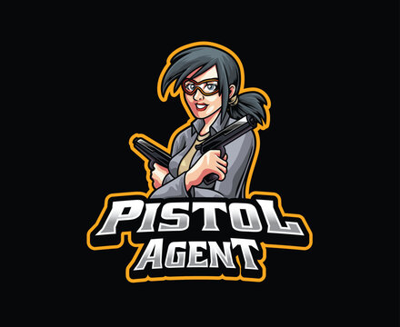 Female Pistol Agent Mascot