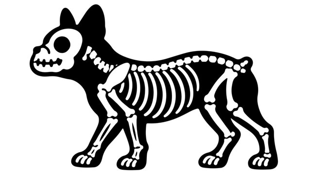 bulldog silhouette with skeletal bone structure vector illustration