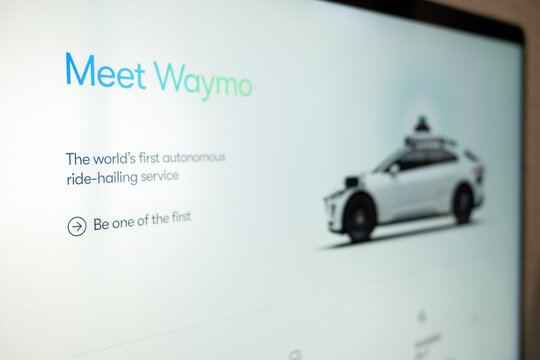 Mexico city, mexico, 05 22 2026, waymo autonomous ride hailing service website displaying self driving car
