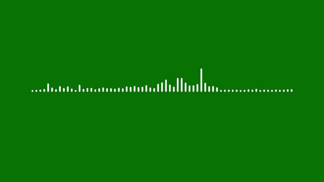 White audio waveform spectrum animation, audio visualizer on green background, seamless digital audio pulse sound visualizer equalizer motion overlay element, sound equalizer, 4k video.