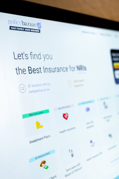 Mexico city, mexico, 05 26 2026, policybazaar website displaying best insurance for nris