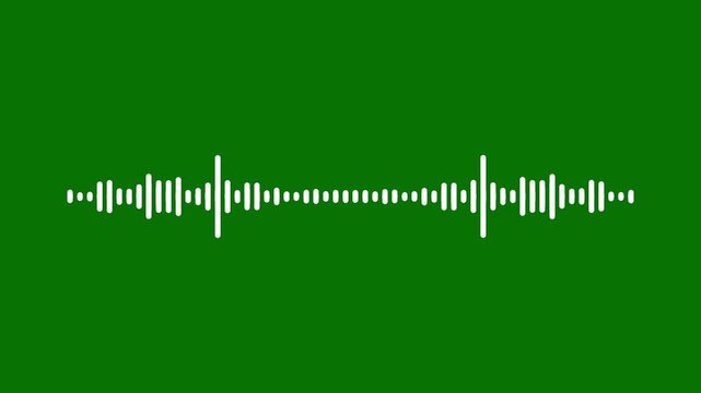 Dynamic voice frequency visualizer, audio equalizer overlay effect,  reactive sound equalizer animation on green screen.white audio bar spectrum Isolated on transparent background.4k
