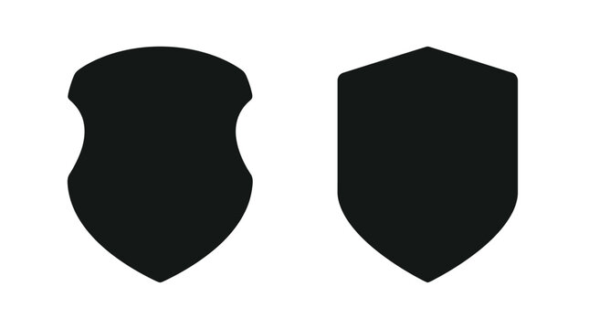 Two black shield silhouettes against a white background