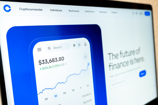 Mexico city, mexico, 06 02 2026, coinbase website showing cryptocurrency growth chart and finance