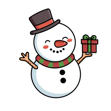 The happier snowman bring a gift