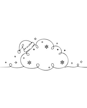 Continuous Line Cute Santa Claus Face with Long Curly Beard