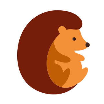Flat Cute Hedgehog Vector Illustration
