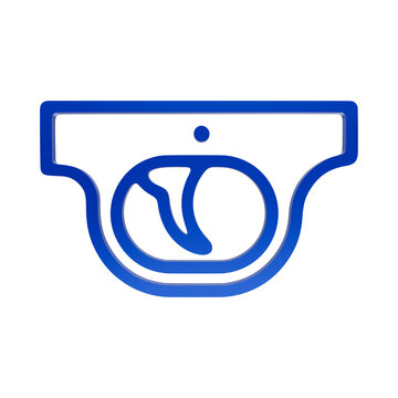Blue 3D gun trigger icon rendered as a shiny metallic firearm component symbol for concepts firearm part isolated on a transparent background