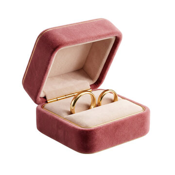 Wedding Rings in Pink Velvet Box for Jewelry Display