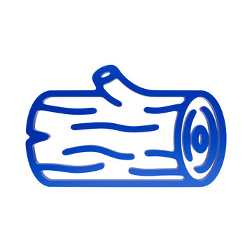 Blue wooden log icon with bark texture and cut rings representing lumber forestry and nature timber isolated on a transparent background