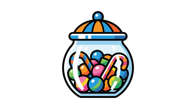 Colorful Candy Jar Filled with Sweets, Isolated on Transparent Background
