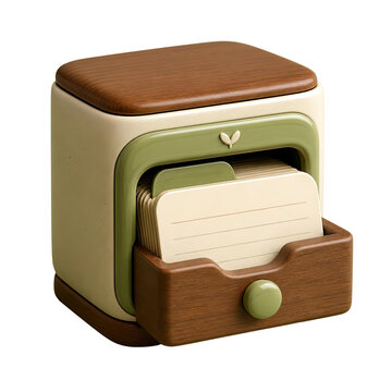 Wooden Recipe Card Holder with Blank Cards and Green Accents