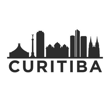 Curitiba skyline silhouette with city name black on white background