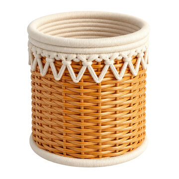 Woven Basket with Rope Trim for Home Storage