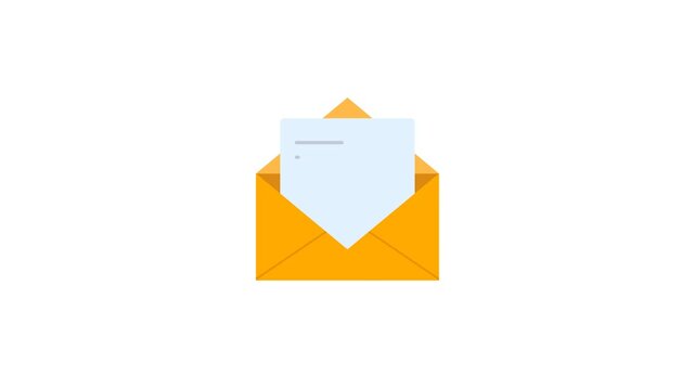 message mail flat animation. electronic mail icon envelope on white and green screen background video footage, 4K