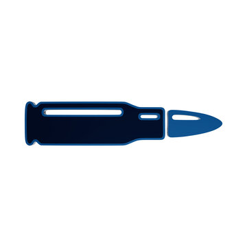 Blue rifle bullet ammunition cartridge icon for firearms ballistics and military combat weaponry ammo isolated on a transparent background