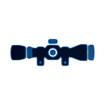 Blue telescopic rifle scope icon for precision shooting military sniping and tactical optics telescopic sight isolated on a transparent background