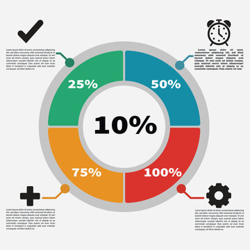 Colorful circular infographic chart with percentage segments and icons for business data presentation