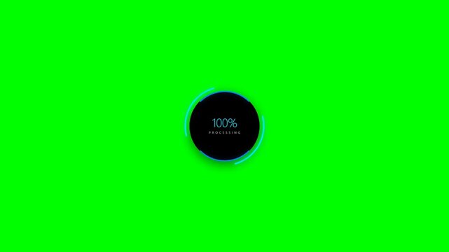 Digital loading progress circles on green screen background