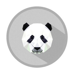 Minimalist panda bear illustration centered inside a simple circular gray frame on a clean white background. © deri