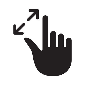 Hand pinch zoom in gesture icon vector