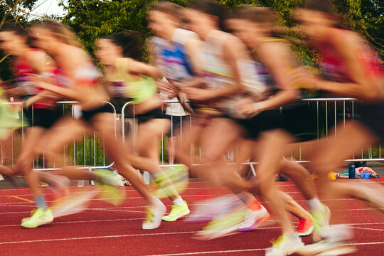 Women Competing On Running Track