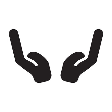 Two hands holding care icon vector glyph
