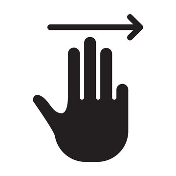 Hand swipe right gesture icon for app