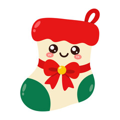 Fototapeta premium Cute Christmas Stocking With Red Bow