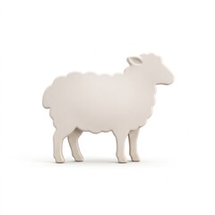 Obraz premium Minimalist cream sheep figurine standing on white surface