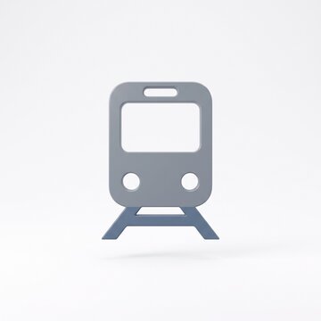 Front view of a minimalist 3d train icon on white background